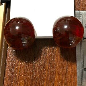 J. Crew Signed Designer Resin Lucite Tortoise Amber Button Half Hoop Earrings